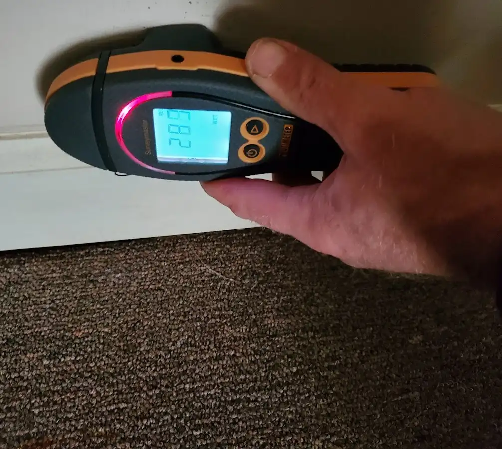 Moisture detection at baseboard during Sewage Cleanup & Sanitation in Ormond Beach